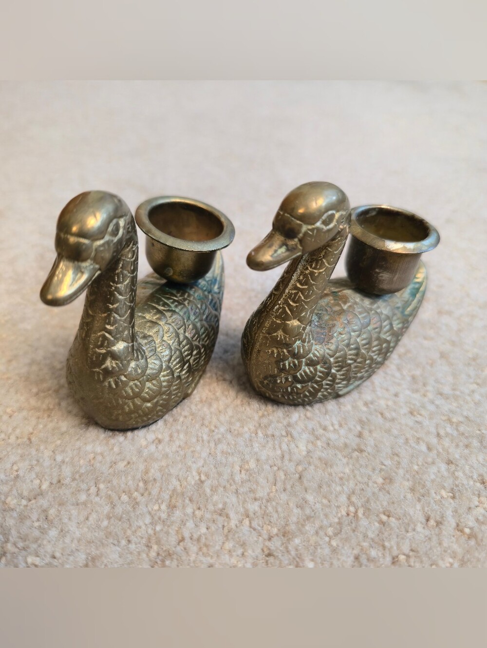 2 Swan Brass Candle Holder Brass Swan 3 Inches Made In Taiwan